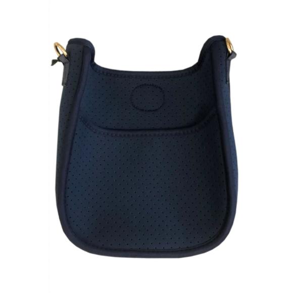 NEW AHDORNED mini perforated neoprene messenger bag in navy - Picture 1 of 1